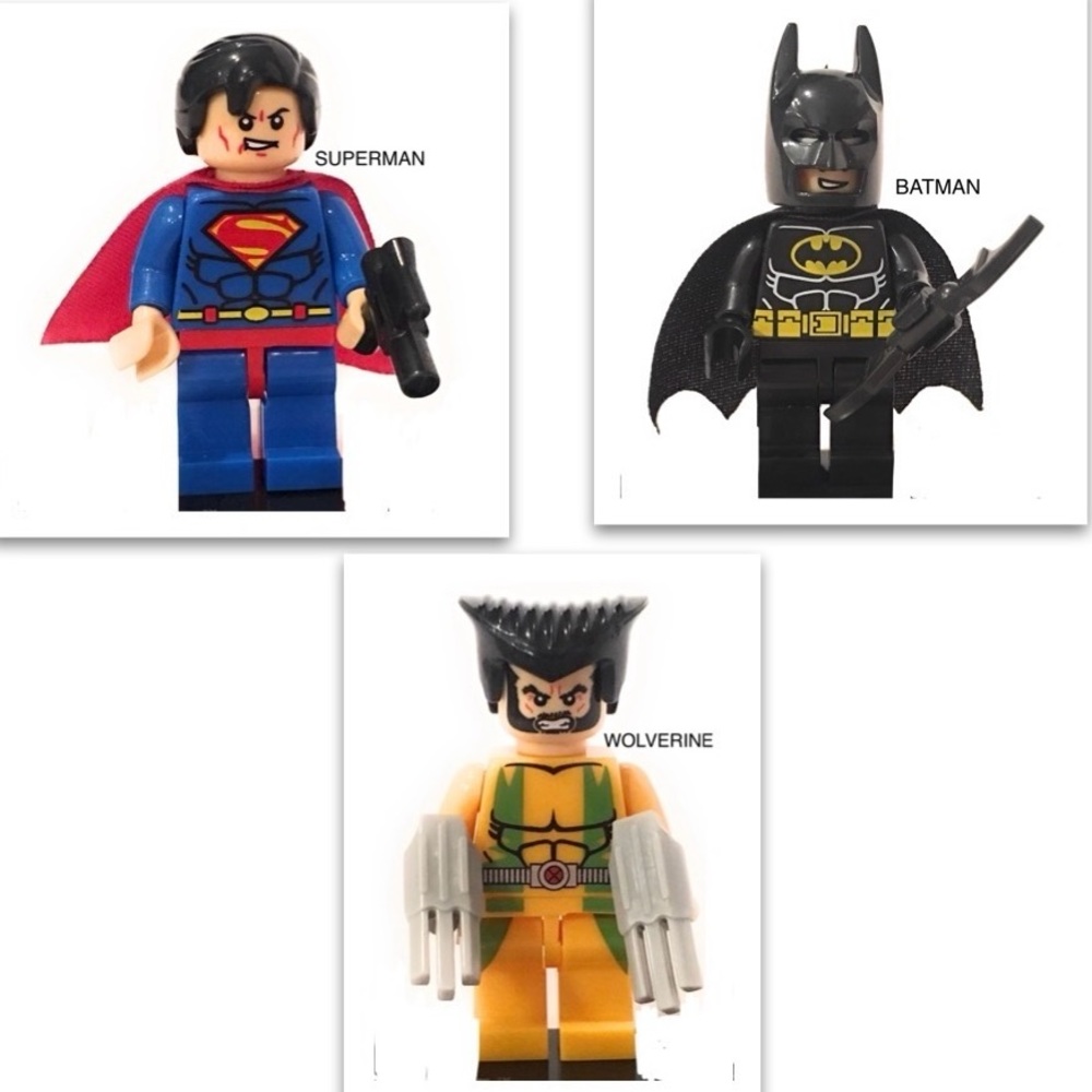 DC Comics Superheroes Minifigures set of 3 Superman - Batman - Wolverine